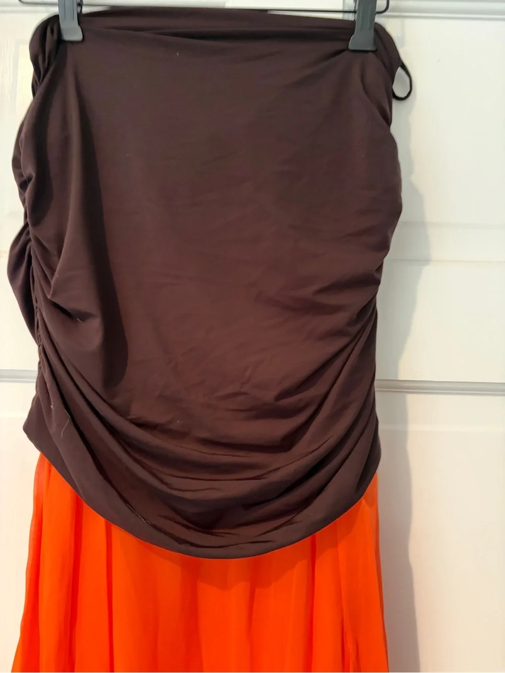 Sheer  Brown Waist & Orange Skirt Mesh Tory Burch Runway 4 Spring 23